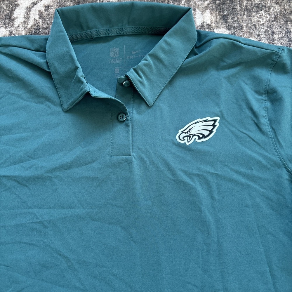 Nike Philadelphia Eagles Polo Shirt Medium Green Dri Fit On Field Women's XXL 2X